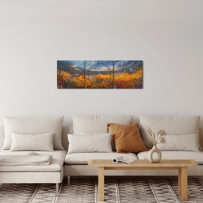 Tablou - Peisaj montan pictat II. (cu ceas) (90x30 cm)