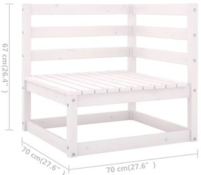 Set mobilier de gradina, 5 piese, alb, lemn masiv de pin Alb, nu, 1