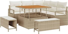 vidaXL Set de canapele pentru grădină cu pernă 8 pcs Bej și crem