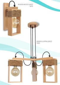 Lustra aplicata rustica fabricata manual din lemn Rodos