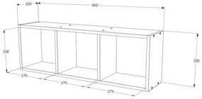 Etajera haaus Lira, 3 Casete, Ulm Deschis, 90 x 20 x 30 cm