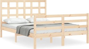 vidaXL Cadru de pat cu tăblie, dublu, lemn masiv