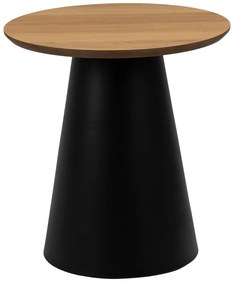 Măsuță de cafea neagră/în culoare naturală rotundă cu blat cu aspect de lemn de stejar ø 45 cm Soli – Actona