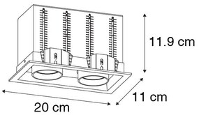Set de 6 spoturi încastrate moderne negre reglabile cu 2 lumini - Roof