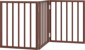 vidaXL Poartă pentru câini pliabilă 3 panouri maro, 150 cm, lemn plop