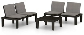 3059828 vidaXL Set mobilier de grădină cu perne, 3 piese, gri, plastic