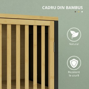 HOMCOM Dulap de Baie Sub Chiuvetă, Dulap de Depozitare, Chiuvetă Bambus, Unitate de Baie cu 2 Uși cu Lamele,  60x30x70 cm, Natural | Aosom Romania