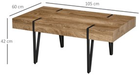 HOMCOM Masă de Cafea Dreptunghiulară Stil Industrial Picioare în Formă de Ace Metal Negru Placă Aspect Bastaing Vechi Lemn | Aosom Romania