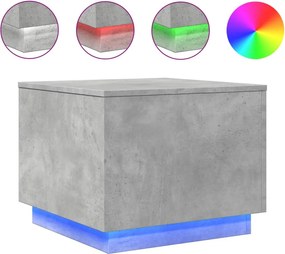 vidaXL Măsuță de cafea cu lumini LED, gri beton, 50x50x40 cm