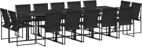 vidaXL Set mobilier de grădină, 15 piese, negru, textilenă