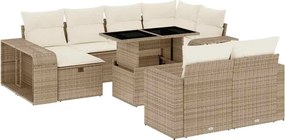 vidaXL Set canapele de grădină cu perne, 11 piese, bej, poliratan