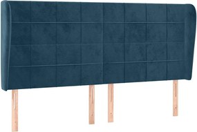 vidaXL Tăblie pat cu urechi albastru închis 203x23x118/128 cm catifea