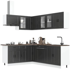 vidaXL Set dulap de bucătărie 11 piese „Porto” lemn negru prelucrat