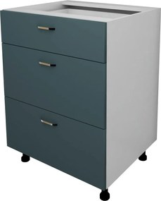 Corp Baza Lecce, 3 Sertare, Verde Petrol/Alb, 60 x 50 x 80 cm