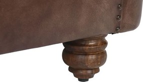 Fotoliu vintage din piele naturală maro închis, „Chesterfield"