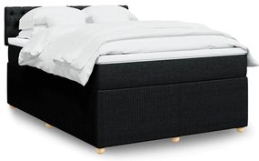 vidaXL Pat box spring cu saltea, negru, 140x200 cm, textil