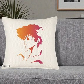 Perna Decorativa Cowboy Bebop Spike Silueta Gradient, 40x40 cm, Crem Reliefat, Husa Detasabila, Perna Inclusa, BEKZ®