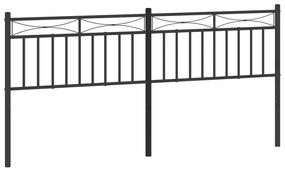373728 vidaXL Tăblie de pat metalică, negru, 193 cm