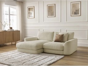 Colțar bej cu tapițerie din țesătură bouclé (cu colț pe partea stângă/cu șezlong) Leonore – Bobochic Paris