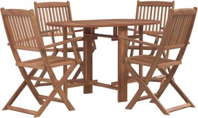 vidaXL Set mobilier de exterior pliabil, 5 piese, lemn masiv de acacia