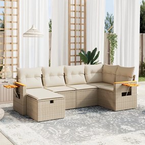 vidaXL Set canapele de grădină cu perne, 6 piese, bej, poliratan