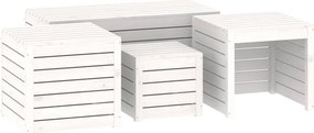 vidaXL Set cutii de grădină, 4 piese, alb, lemn masiv de pin