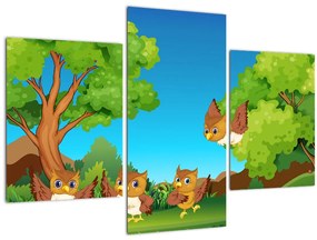 Tablou - Bufnițe vesele (90x60 cm)