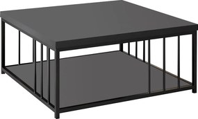 Masuta cafea Zenn, gri antracit/negru, PAL melaminat/metal, 90x90x40 c