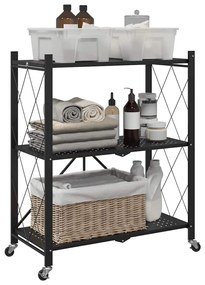vidaXL Raft de depozitare pe roți negru 71x34x88 cm oțel