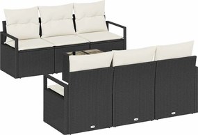 vidaXL Set de canapea 7 pcs Negru și Crem poliratan