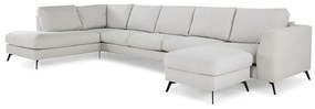 Colțar Seattle 173Negru, Gri deschis, 395x213x88cm, Picioare: Metal