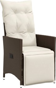 vidaXL Scaun de grădină rabatabil cu perne, maro, poliratan