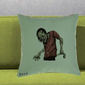Perna Decorativa Halloween Zombie Infricosator, 40x40 cm, Verde, Husa Detasabila, Perna Inclusa, BEKZ®