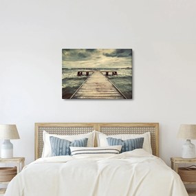 Tablou cu dig din lemn la mare (70x50 cm)