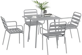 Outsunny Set de masă de grădină de 5 piese, Set de mobilier de exterior, rezistent la intemperii, design modern, 80 x 80 x 74 cm, Gri | Aosom Romania