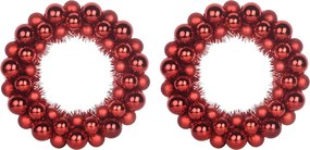 vidaXL Coronite cu bile de Craciun 2 pcs Roșu 33 x 33 x 7 cm