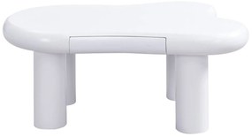 Masă de cafea în formă de nor, din MDF cu iluminare LED și sertar, 98x65,5x40 cm, Alb