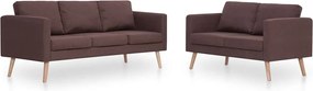 vidaXL Set de canapele, 2 piese, maro, material textil