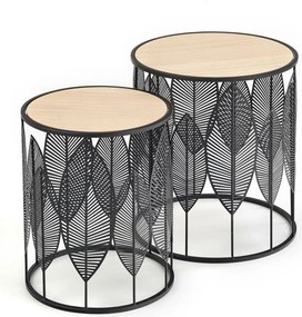 Set 2 masute cafea FOLLA, stejar/negru