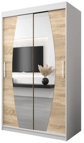 Dulap de haine 120 cm Eclipse (Alb mat + Stejar sonoma). 1063388