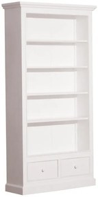 Biblioteca, alba, din lemn masiv, L108 cm, aspect vintage, Classic