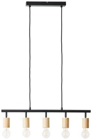 Brilliant TIFFANY - lustru suspendat pe cablu, 5x E27, 28W, 230V, negru/bambus