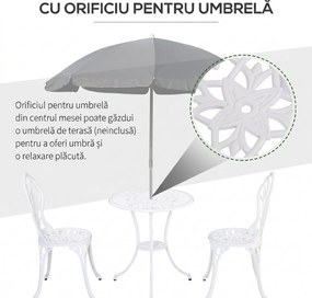 Outsunny Set de Gradina 3 Piese din Aluminiu cu 2 Scaune