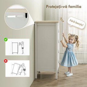 HOMCOM Comodă cu 4 Sertare și Mânere din Piele Ecologică Albă | Aosom Romania