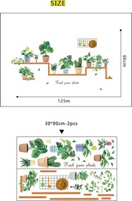 Autocolant de perete "Plante în ghivece 3" 66x125 cm