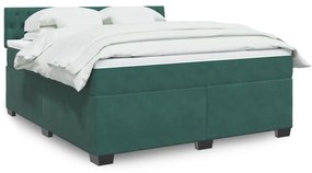 3286387 vidaXL Pat box spring cu saltea, verde închis, 180x200 cm, catifea