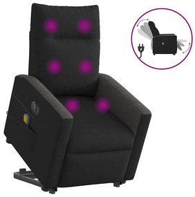 vidaXL Fotoliu electric de masaj rabatabil cu ridicare, negru, textil