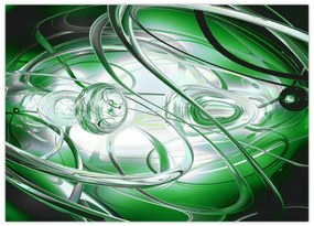Tablou pe sticlă abstract verde (70x50 cm)
