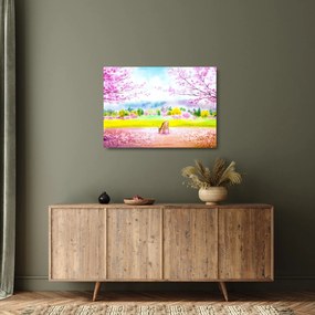 Tablou pe sticlă - Căprioară pictată, acuarelă (70x50 cm)