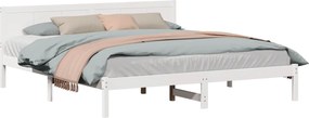 vidaXL Cadru de pat Alb 200 x 200 cm Lemn masiv de pin